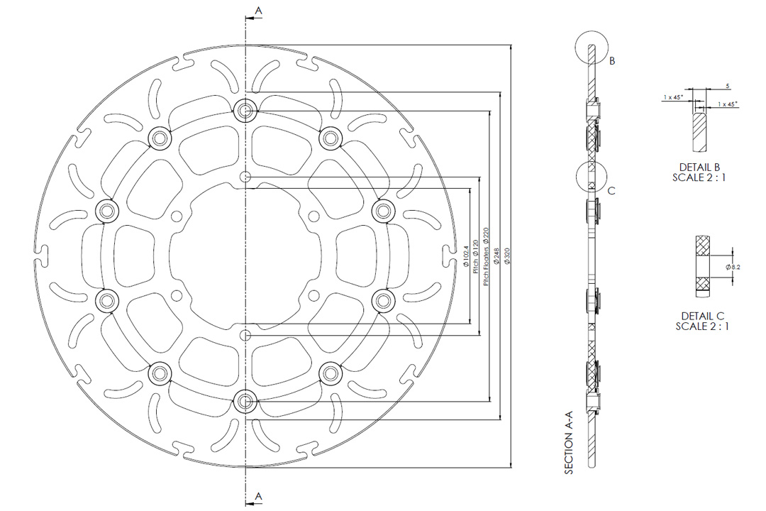 alpha Technik disco de freno Omega-Design ABD33, anterior, delanteroe para Suzuki GSX-R 1000 /RR