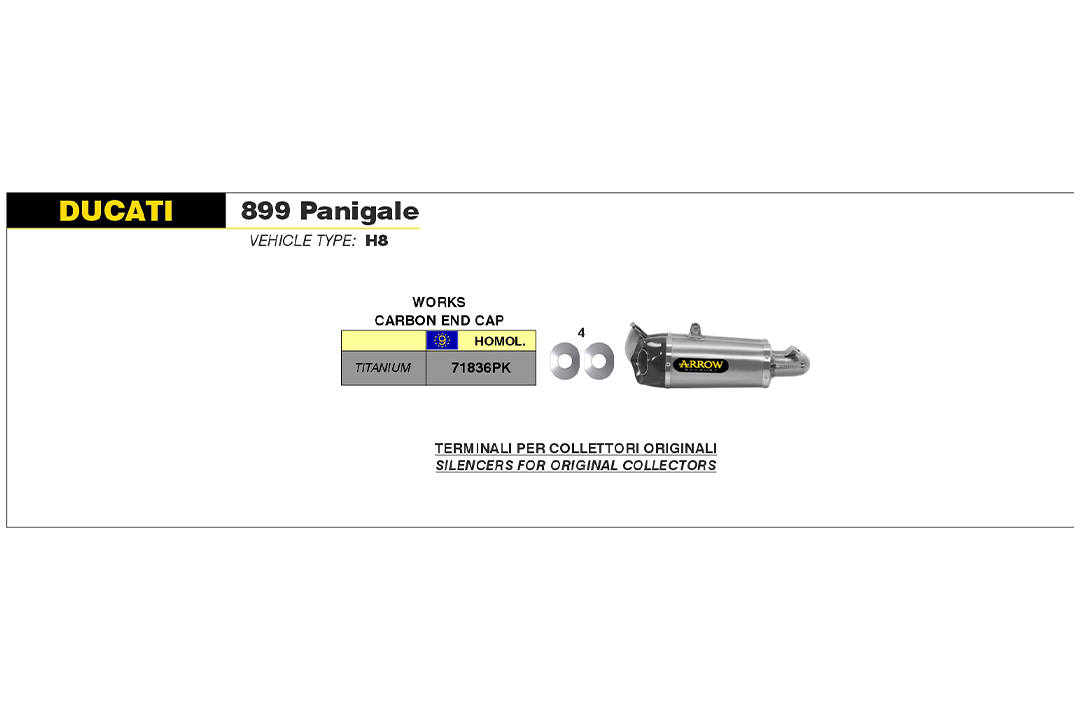 ARROW Escape WORKS para Ducati Panigale 899 / 1199 2012-2015, Titanio