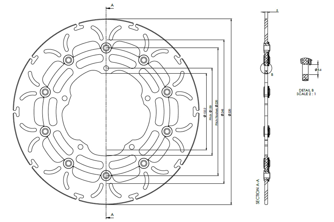 alpha Technik disco de freno Omega-Design ABD33, anterior, delantero delantera para Yamaha MT10, YFZ-R1 / M, YFZ-R6