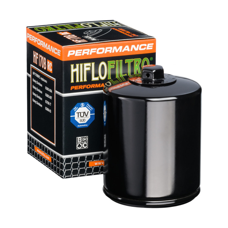 HIFLO filtro de aceite HF170BRC (Negro) para varios modelos Harley Davidson con kit de aro tórí