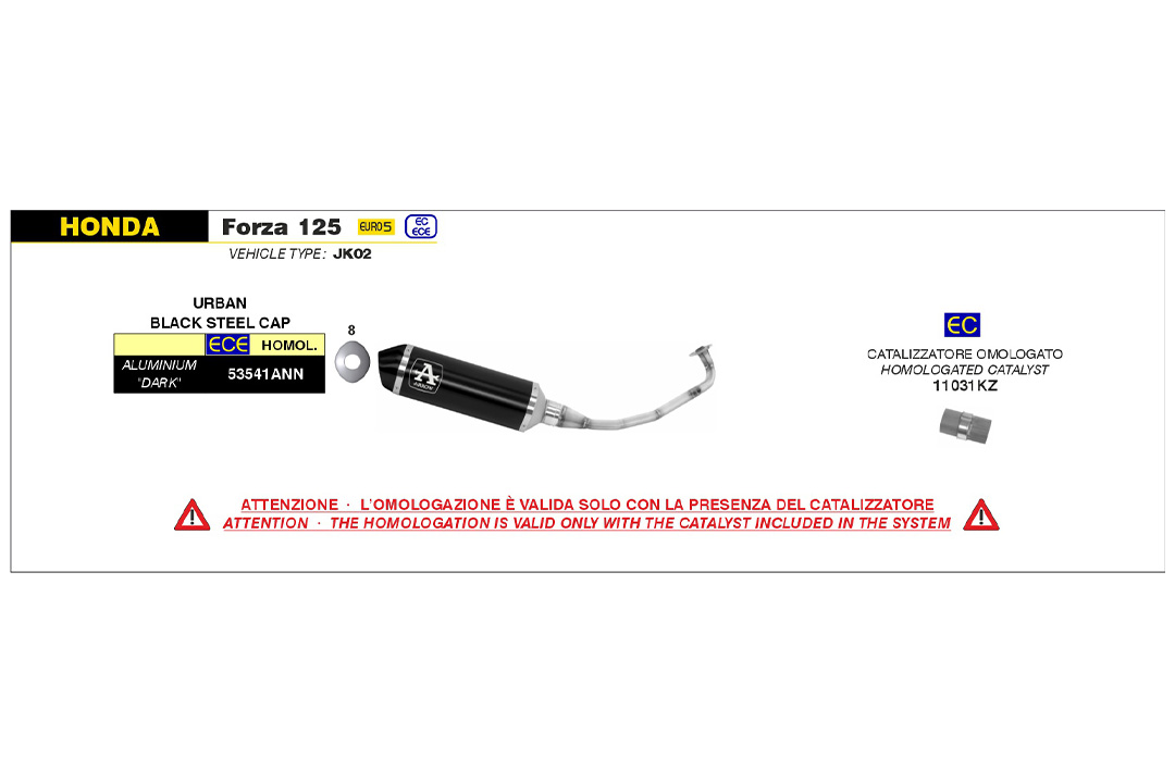 ARROW Escape DARK URBAN para Honda Forza 125 a partir del año de modelo 2021-