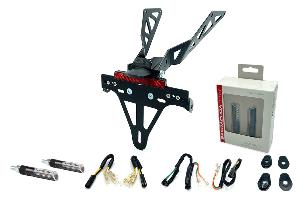 Kit de soporte de matrícula-luz de intermitente IDEA (anterior, delanteroe + trasero) para Honda CB650R / CBR650R / CB650RA / CBR650RA a partir del año de modelo 2021