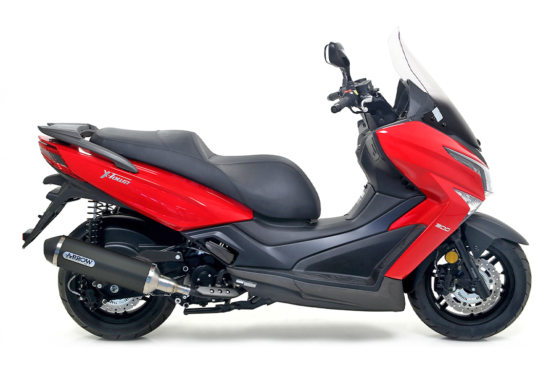 ARROW Escape DARK URBAN para Kymco X-Town 300 2016-, aluminio negro (Solo con tubo de conexión ARROW)