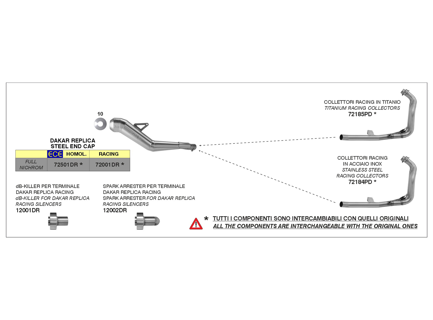 Escape ARROW DAKAR REPLICA para Yamaha Tenere 700 Año del modelo 2019-