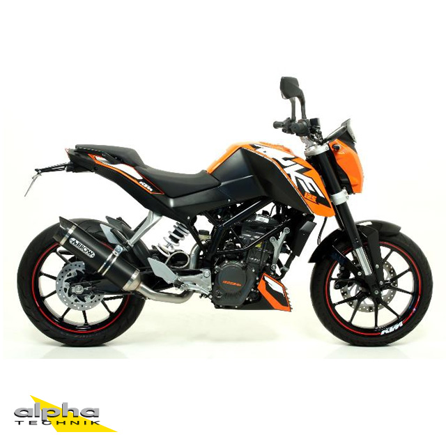 Silenciador ARROW THUNDER para KTM Duke 125 / Duke 200 2011-2016, aluminio negro (Solo con tubo intermedio ARROW)