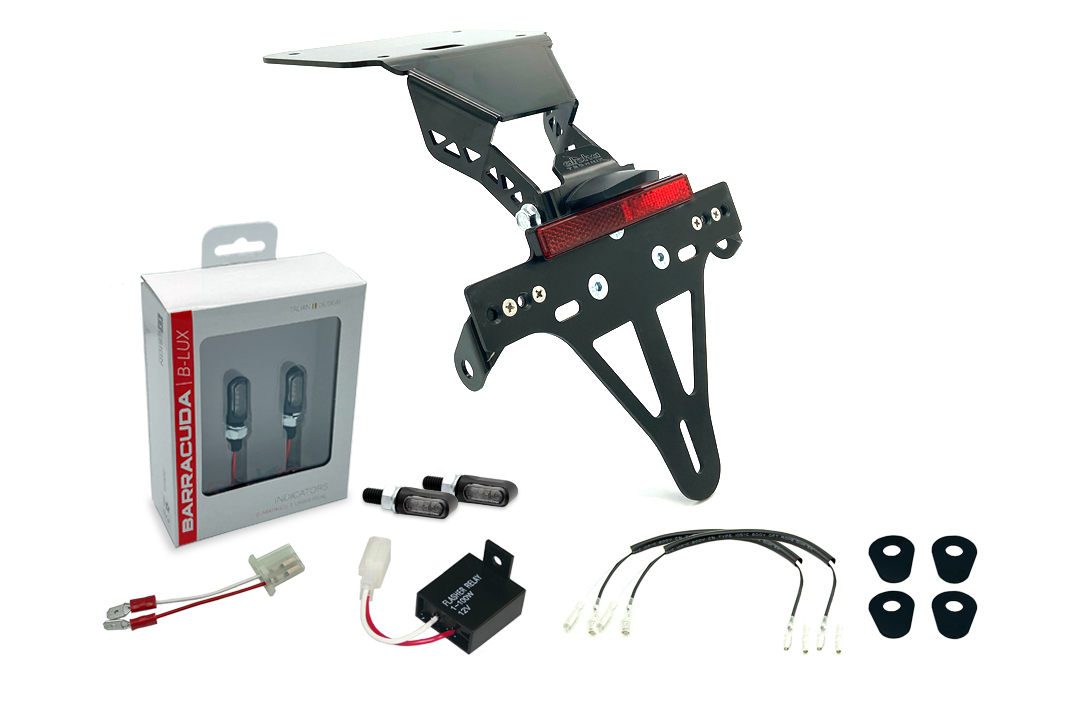 Kit de soporte de matrícula e luz de intermitente alpha Technik M-LED (anterior, delanteroe + trasero) para Yamaha YZF-R3 / MT03 año del modelo 2016-2019
