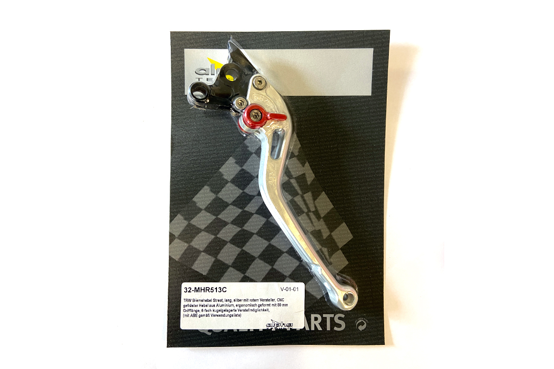 Maneta de freno TRW Street MHR513C, larga, plateada, para varios modelos Aprilia y Ducati