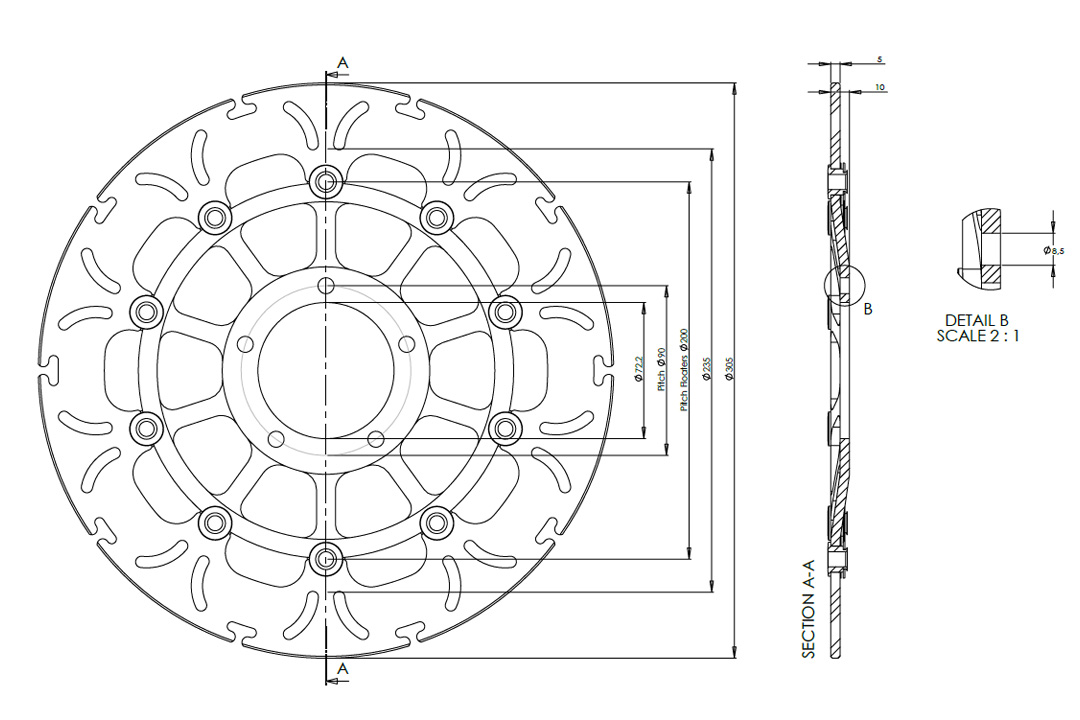 alpha Technik disco de freno Omega-Design ABD33, delantero para Ducati Hypermotard