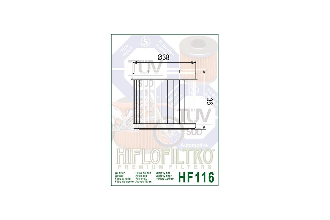 HIFLO filtro de aceite HF116 para varios modelos Husqvarna / Honda / BM