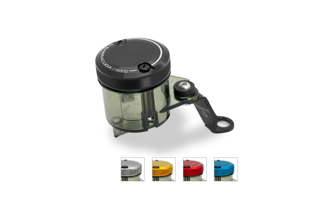 Barracuda Universal depósito de reglaje con tapa de aluminio negra, diámetro de 50 mm