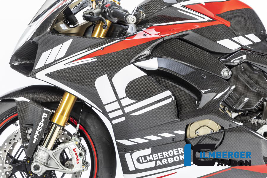 Panel lateral de carenado de carbono Ilmberger lado izquierdo Racing, brillante, Ducati Panigale V4 2018-2019