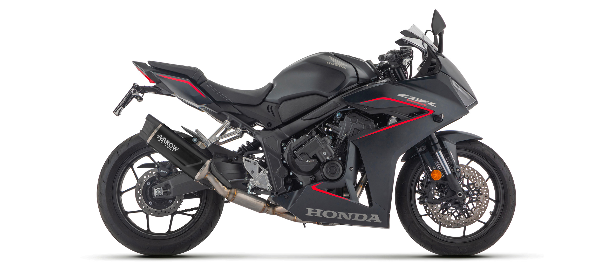 ARROW Escape INDY RACE EVO DARK Aluminio negro, para Honda CBR650R, CB650R, 2024-