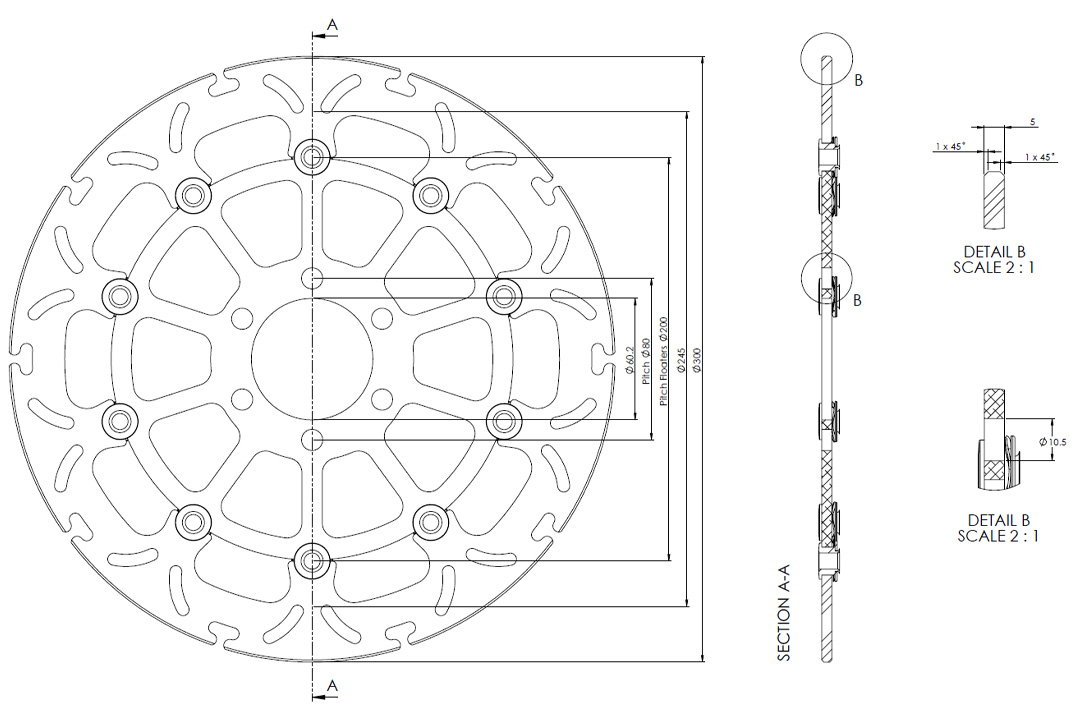 alpha Technik disco de freno Omega-Design ABD33, anterior, delanteroe para KTM Duke, RC