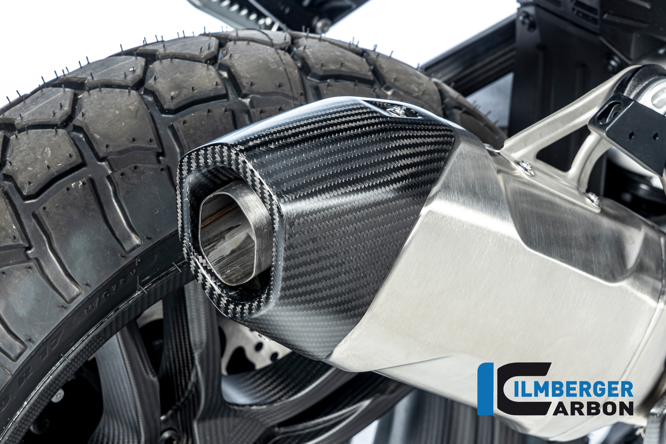 Protector térmico de escape de carbono Ilmberger trasero, mate, BMW R1300GS 2023-