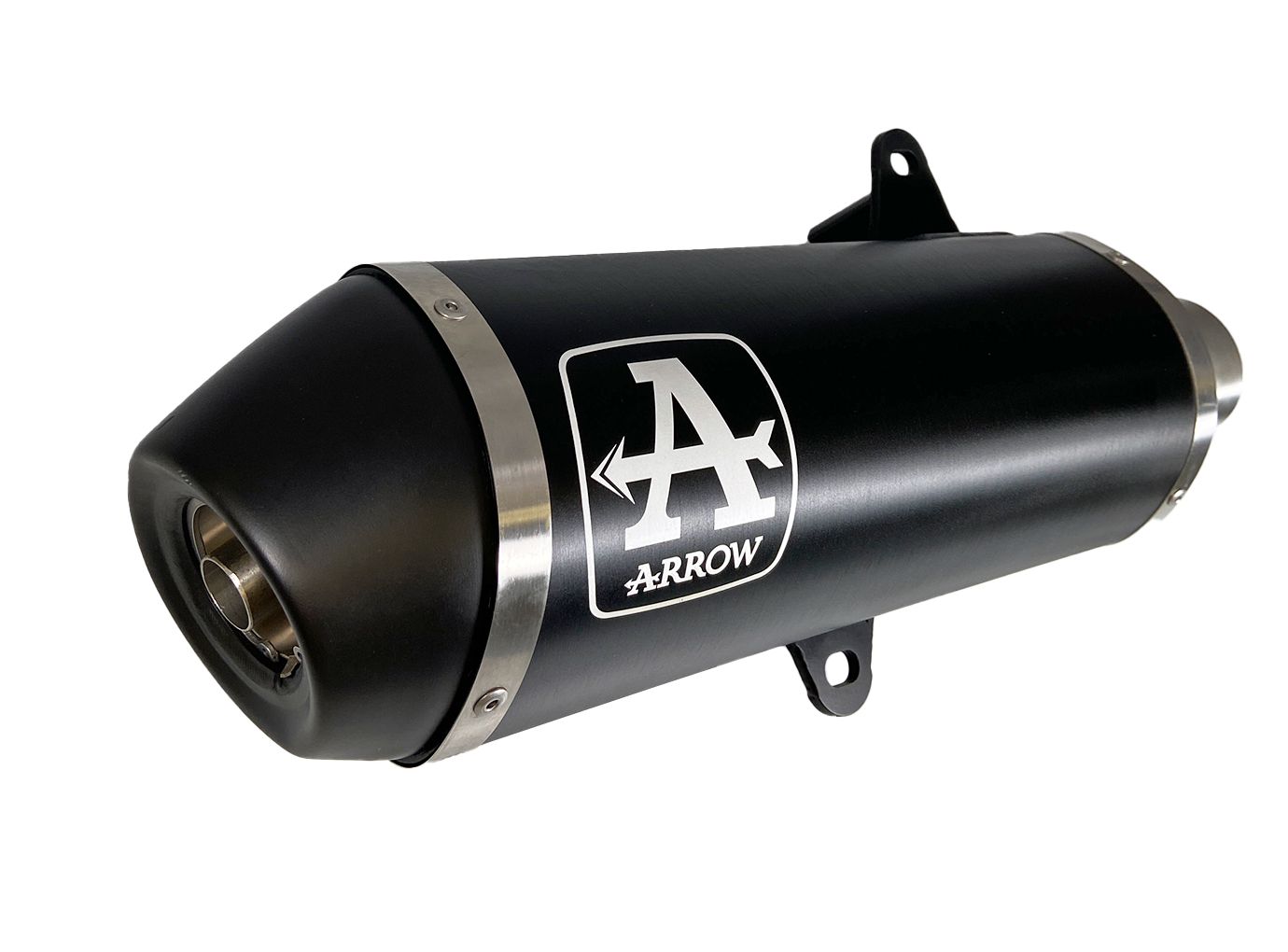 Silenciador ARROW URBAN para Honda Forza 350 / SH350 2021-, aluminio negro con tapa final de acero inoxidable negro