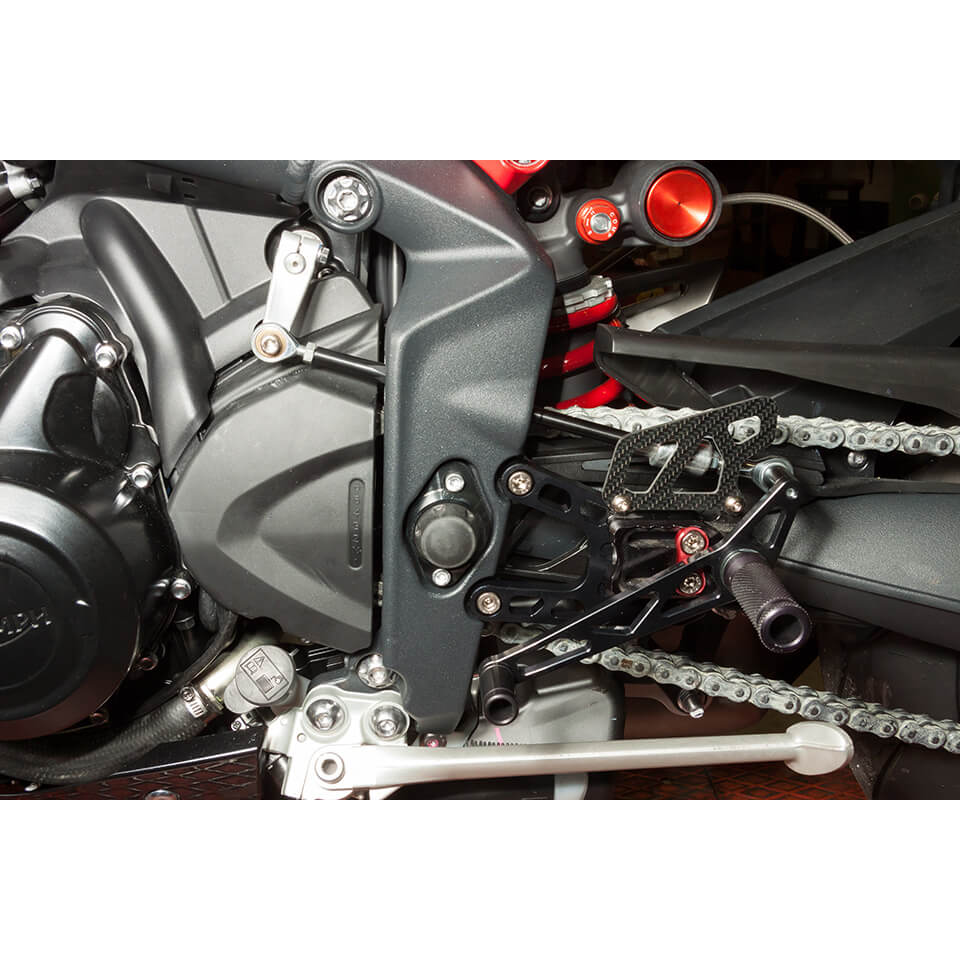 Sistema de estriberas LSL 2Slide para Triumph Street Triple R, 2013-, negro-rojo