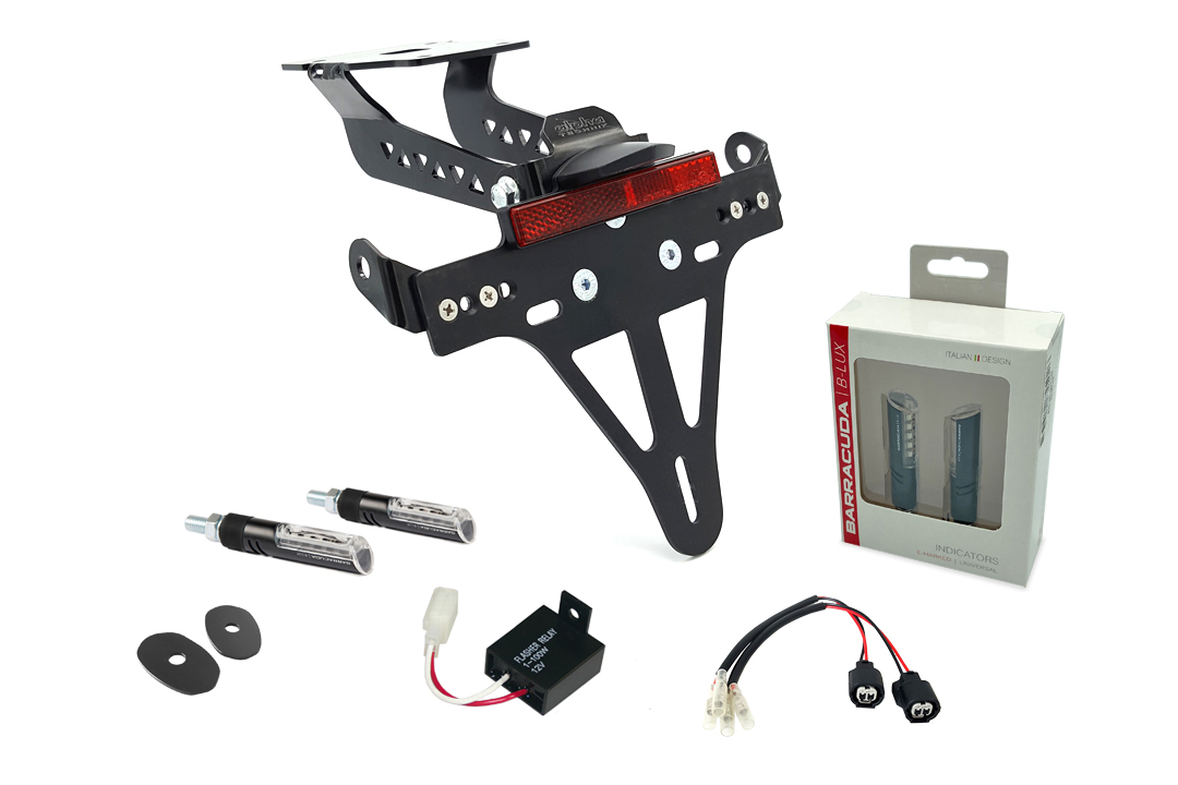 Kit portamatrículas-luz de intermitente IDEA (anterior, delanteroe + trasero) alpha Technik para Kawasaki Z900 a partir del modelo del año 2020-