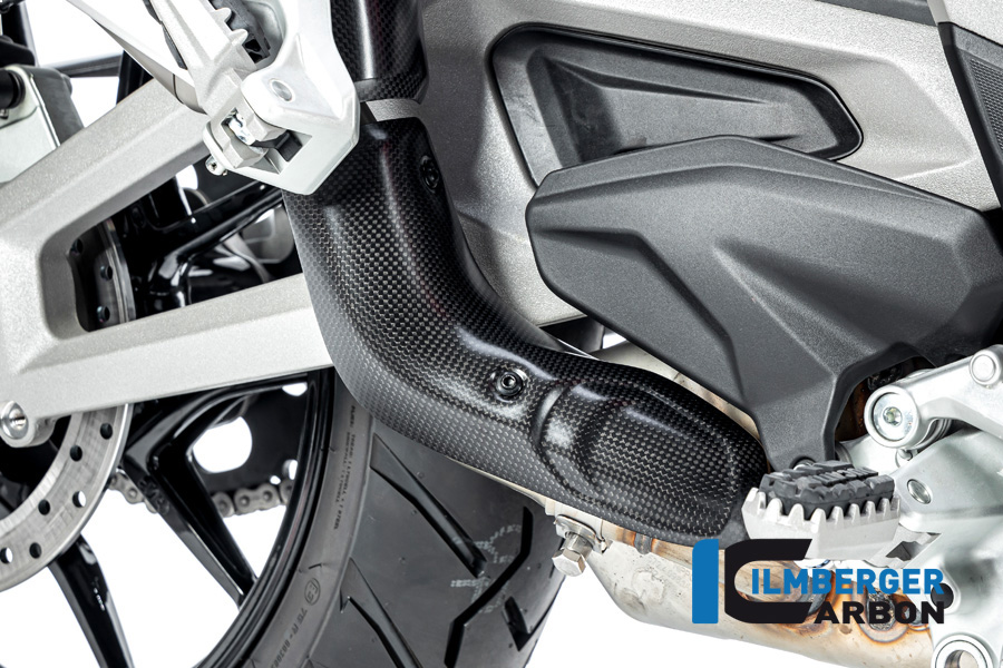 Protector térmico de escape inferior Ilmberger Carbon delante del silenciador, mate, Ducati Multistrada V4 2020-