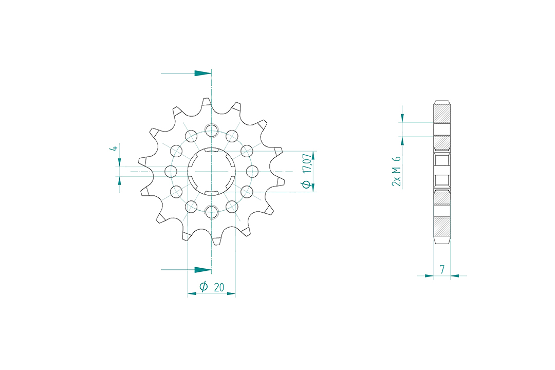 Piñón, 14 dientes, paso 428