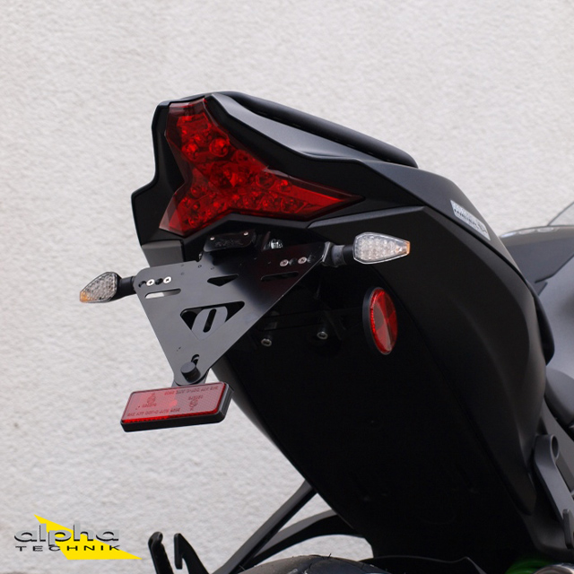 Soporte de matrícula alpha Technik para Kawasaki ZX10R, Tipo ZXT00S, Año del modelo 2016-