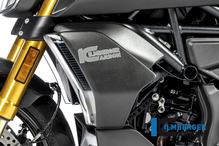 Carenado de radiador de agua de carbono Ilmberger lado izquierdo, mate, Ducati Diavel 1260, 2019-