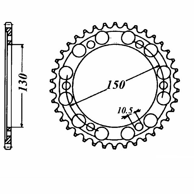 corona de Acero, 38 Dientes, Paso 530