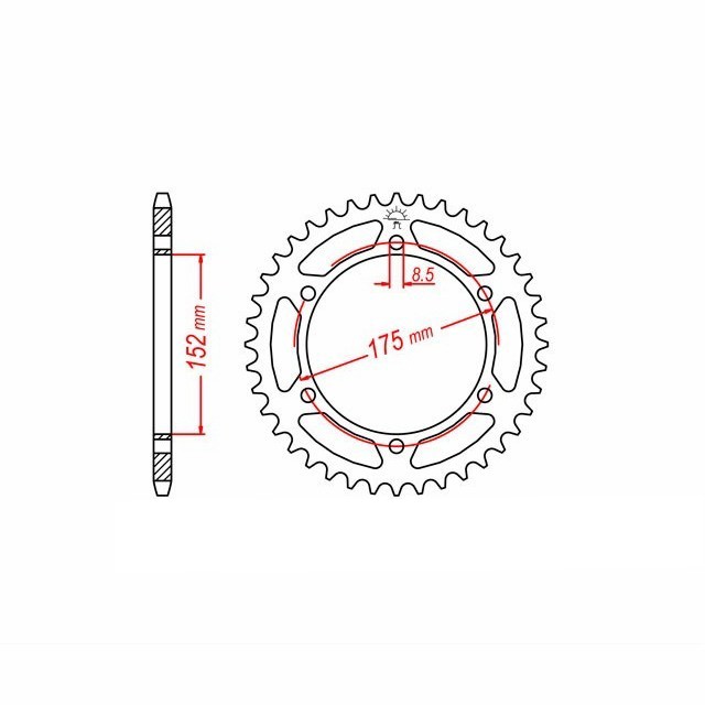 corona de Acero, 53 Dientes, Paso 428