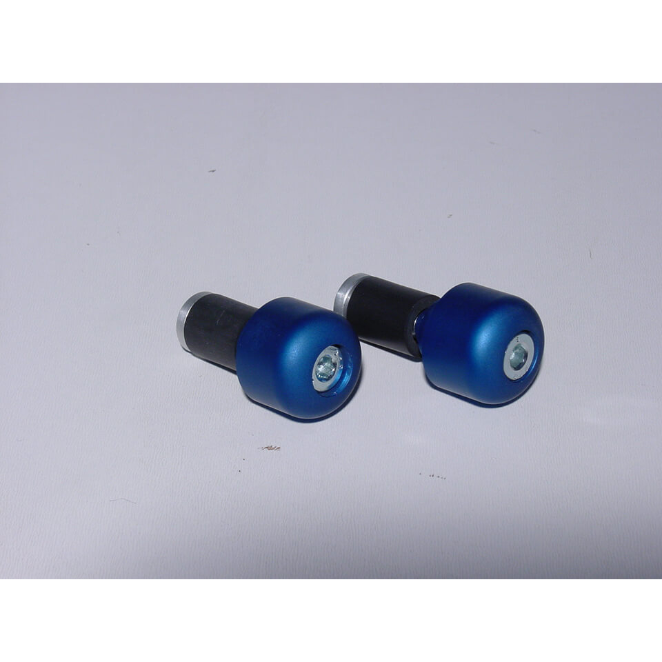 LSL Extremos de manillar de aluminio, cilíndricos, pequeños, para manillar de 22,2 mm, con sujeción de goma, azules