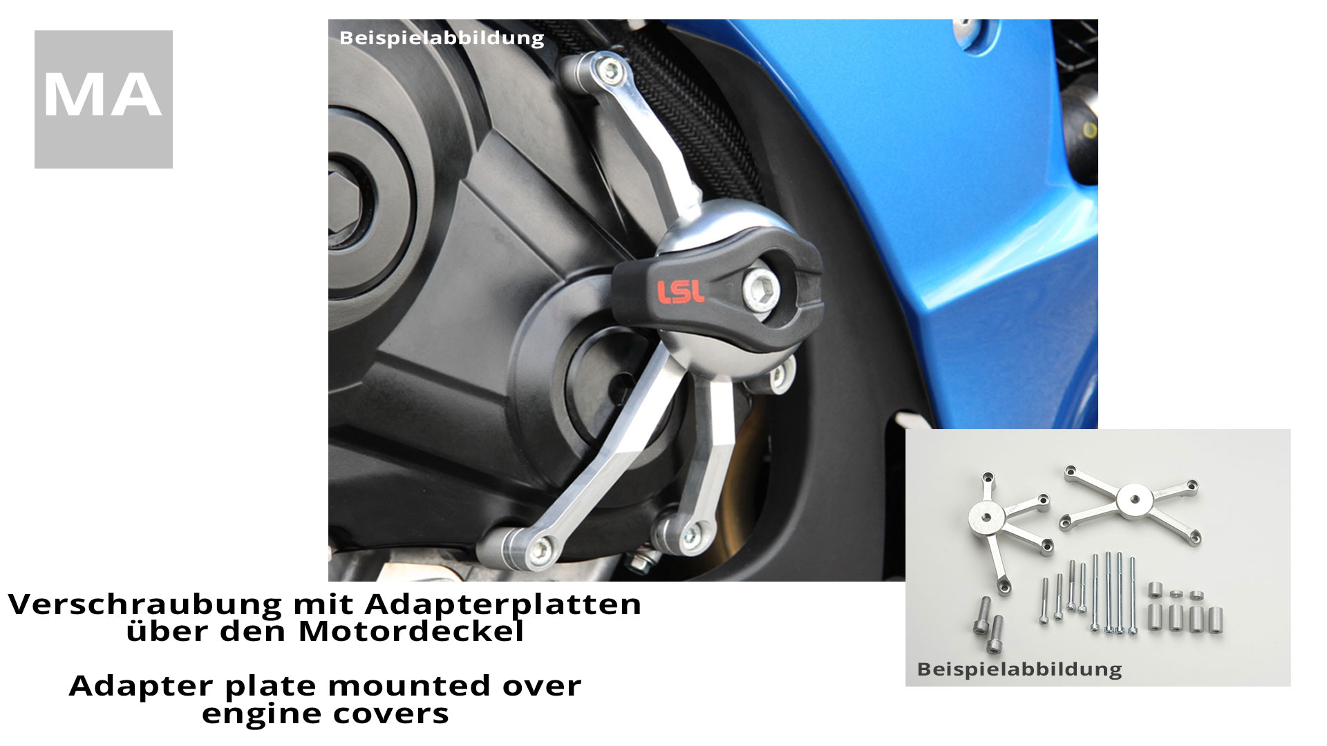 Kit de montaje de protectores anticaída LSL para Honda CBR500R / CB500F, 2013 -, con placas adaptadoras