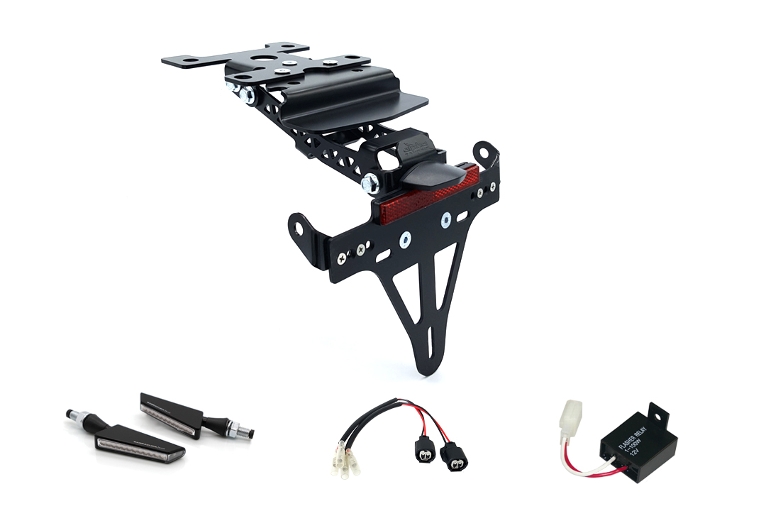 Kit de soporte de matrícula-luz de intermitente SQ-LED alpha Technik para Kawasaki Z H2 a partir del modelo 2020 (Trasero)