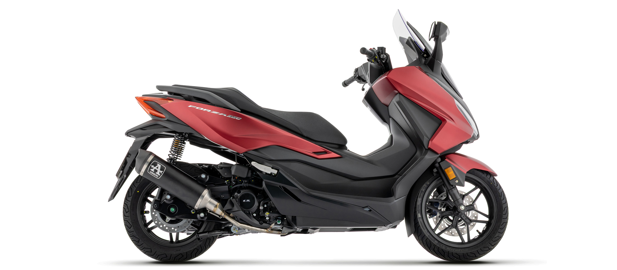 ARROW Escape DARK URBAN con tapa final de carbono para Honda ADV 350, 2025-