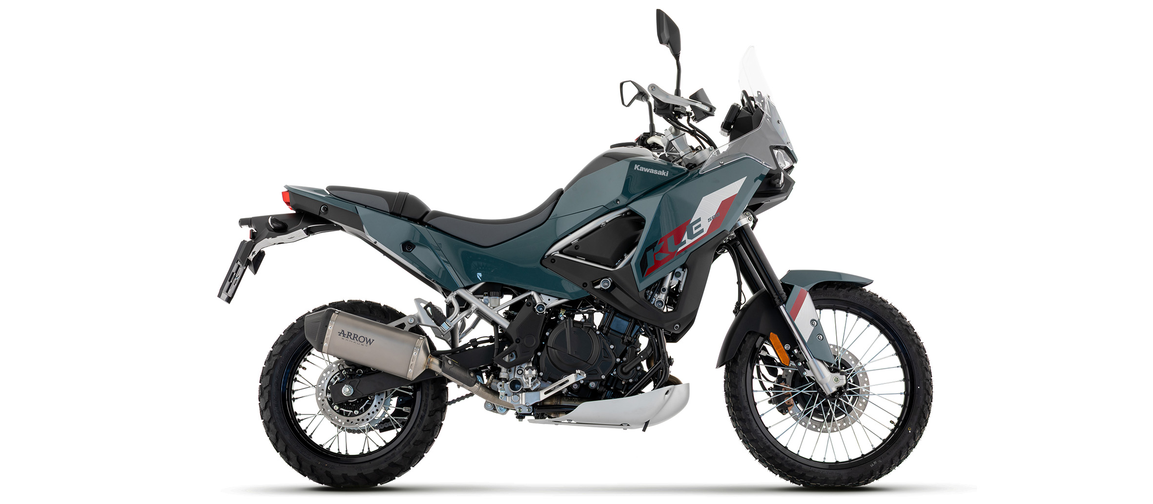 ARROW Escape EXPLORER Titanio con tapa de carbono para Kawasaki KLE 500, 2026-, Titanio