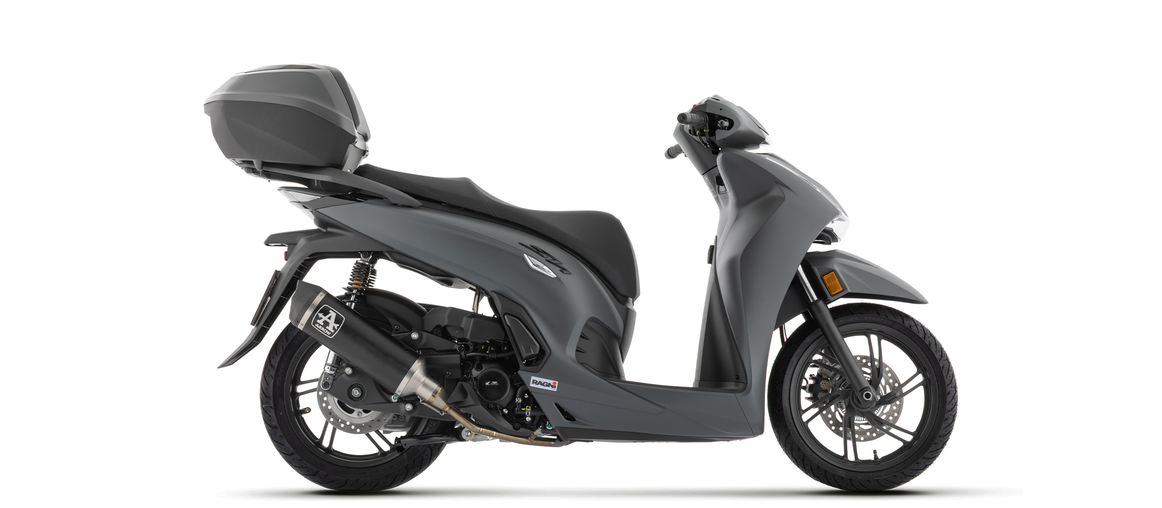 ARROW Escape DARK URBAN con tapa final de carbono para Honda ADV 350, 2025-