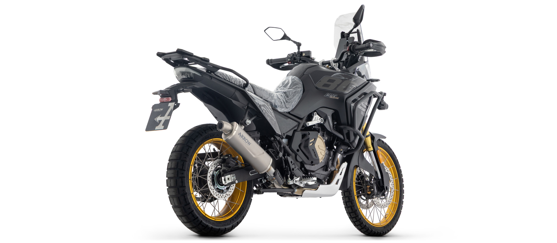 ARROW Escape DARK INDY RACE EVO con tapa final de carbono para Voge DS800X Rally, 2025-, Aluminio negro