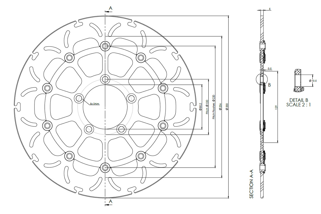 alpha Technik disco de freno Diseño Omega ABD33, anterior, delanteroe para Kawasaki ZX10R Ninja