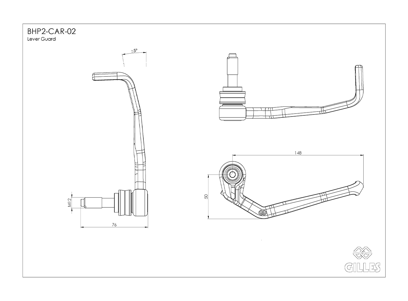 Protector de Palanca de Freno Gilles Tooling BHP2-CAR-02 de Carbono