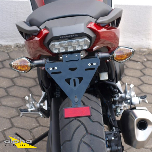 Soporte de matrícula alpha Technik para Honda NC750; Tipo RC88,RC89,RC90; Año del modelo 2016-
