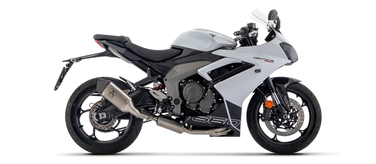 Sistema completo ARROW con silenciador VELOCE de titanio con tapa de carbono para Triumph Daytona 660, 2024-