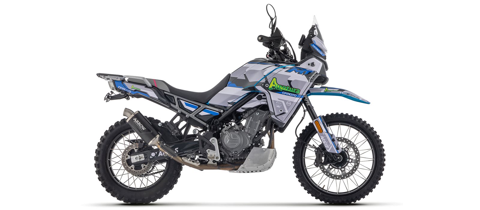 ARROW Escape INDY RACE EVO DARK de aluminio negro para CF Moto 450MT año de modelo 2024-