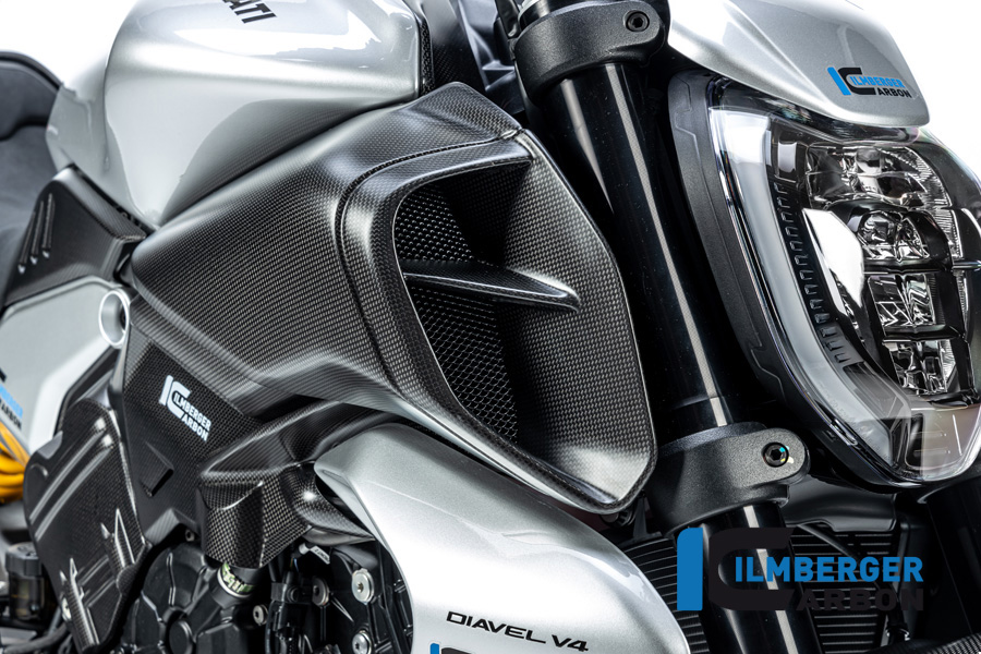 Carenado de entrada de conducto de aire de carbono Ilmberger lado derecho, mate, Ducati Diavel V4 , 2023-