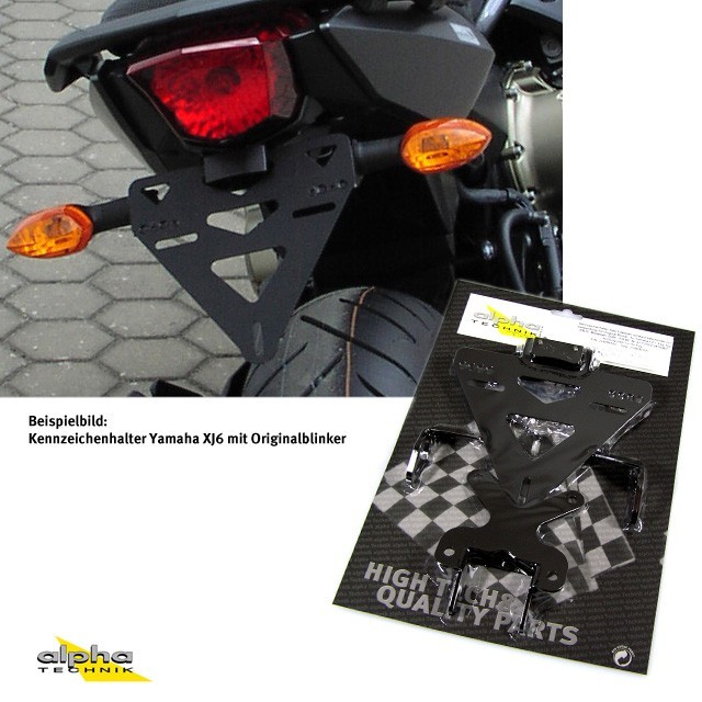 Soporte de matrícula alpha Technik Yamaha XJ6, XJ6 Diversion; Tipo RJ22; Año del modelo 2013-2016