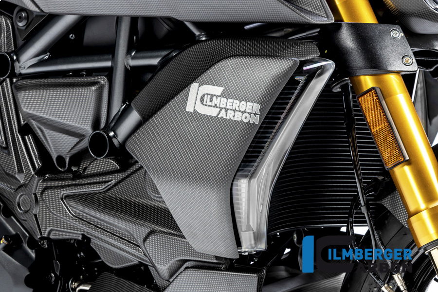Cubierta de radiador de agua de carbono Ilmberger lado derecho, mate, Ducati Diavel 1260, 2019-