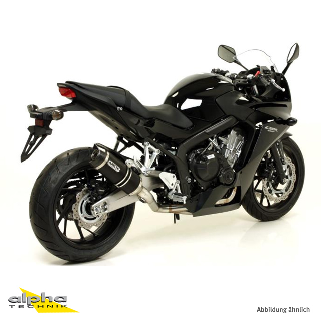 Escape ARROW STREET THUNDER para Honda CBR650F 2014-, Aluminio negro con tapa de extremo de carbono (Solo con colector ARROW)