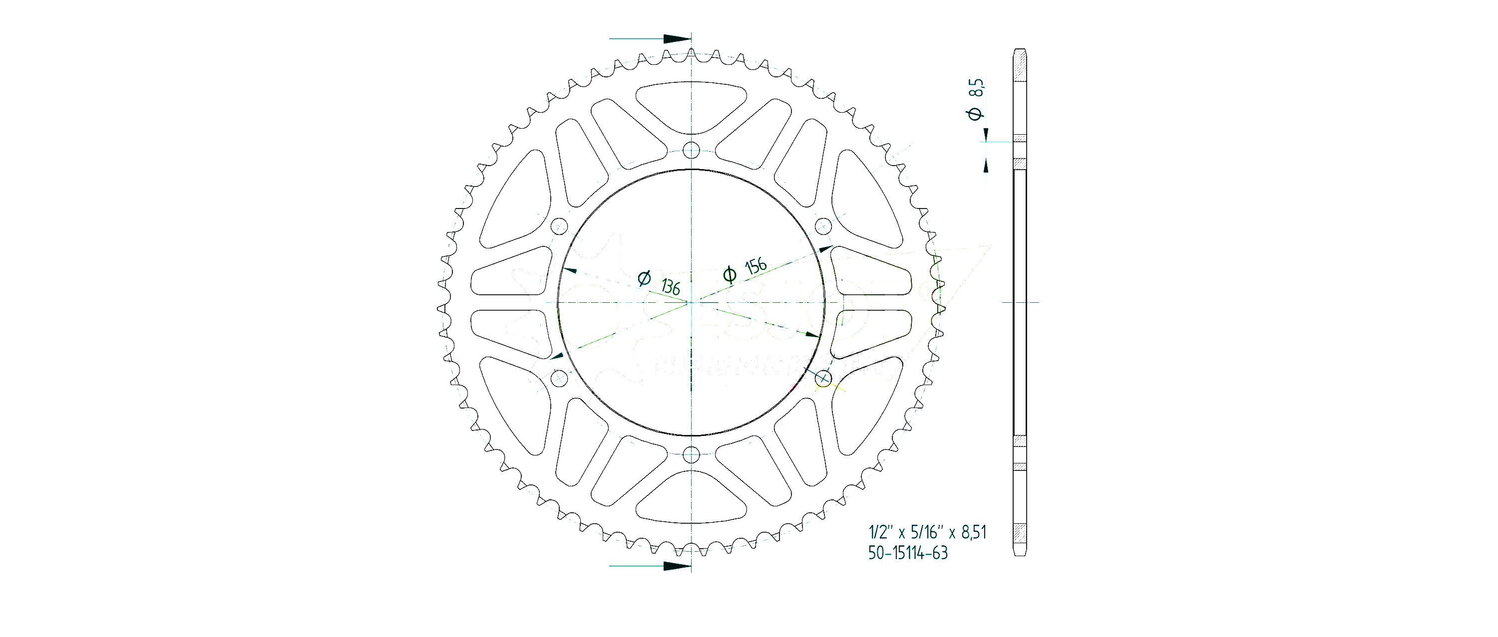 Kit de cadena ENUMA 428 HO para Fantic XEF 125, a partir del año de modelo 2021 -