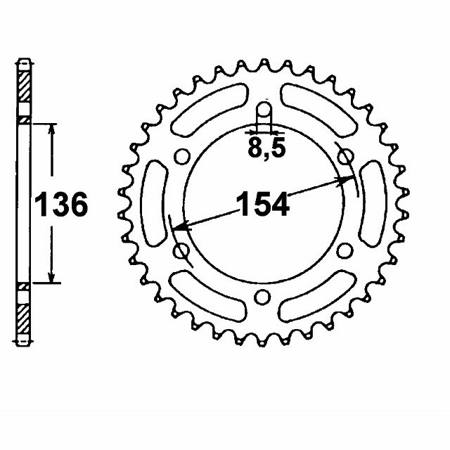 corona de acero, 47 dientes, paso 520