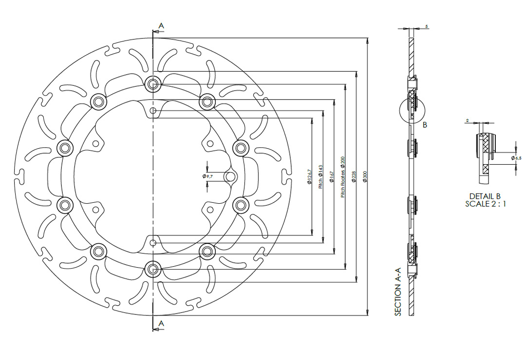 alpha Technik disco de freno Omega-Design ABD33, anterior, delanteroa para KTM 690 Enduro, 990 Adventure, Husqvarna 701