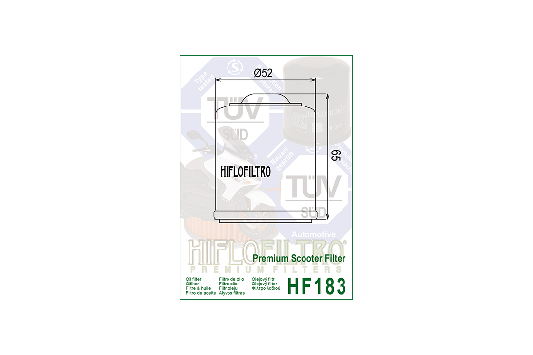 HIFLO filtro de aceite HF183 para varios modelos Aprilia / Benelli / Derbi / Gilera / Italjet / Malaguti / Peugeot / Piaggio