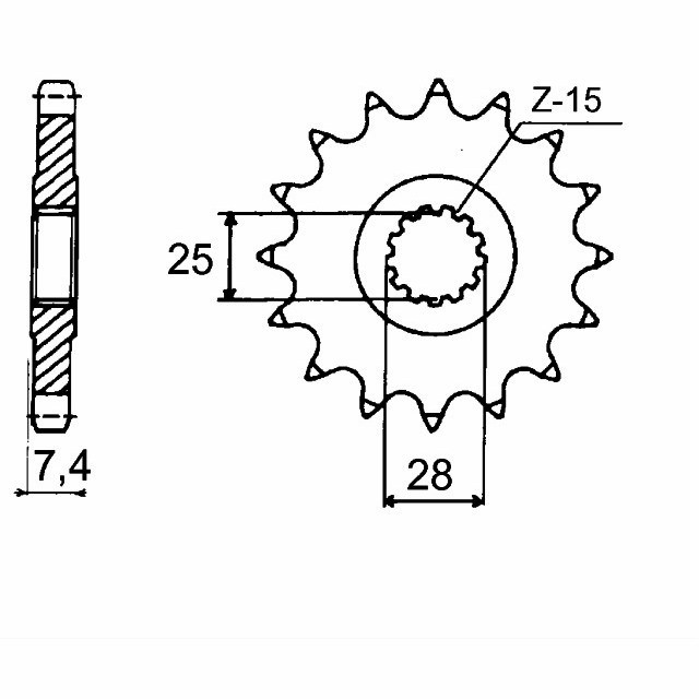 Piñón, 14 dientes, paso 520