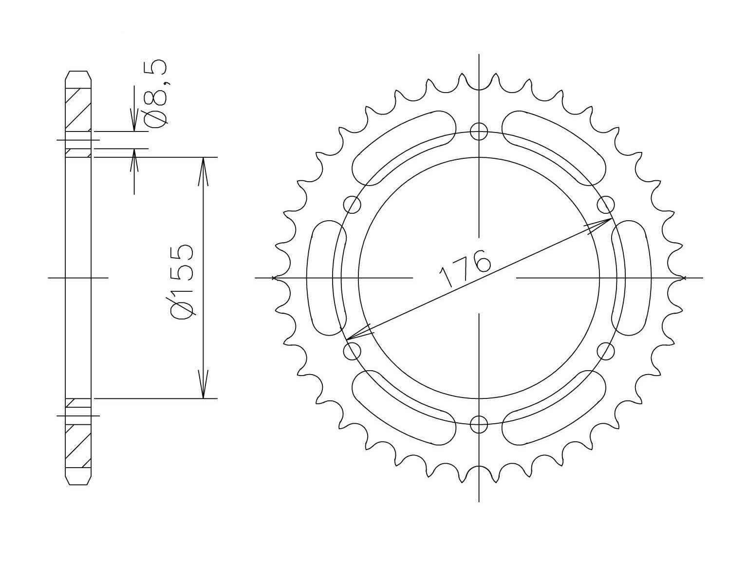 corona de Acero, 45 Dientes, Paso 530