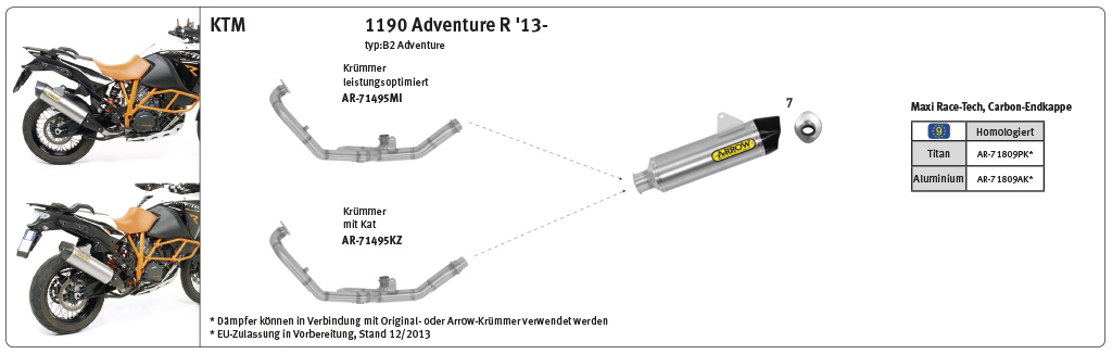 Escape ARROW MAXI RACE TECH para KTM Adventure 1090/1190/1290 2013- de aluminio